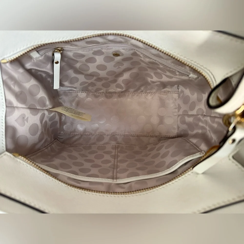 Kate Spade Cedar Street Small Hayden Leather Top-Handle Tote White.
